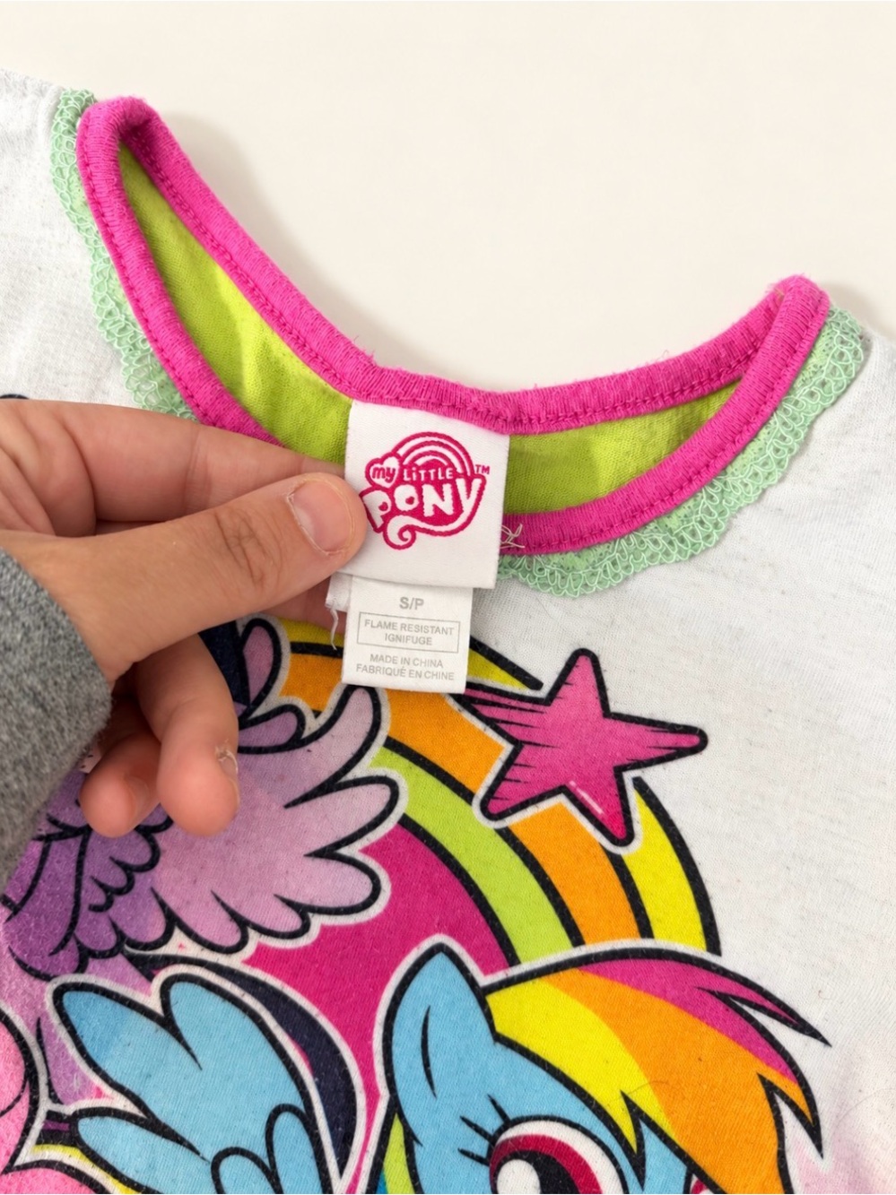 My Little Pony Girls Small S/P Pajama Top Pink Green TOP ONLY - Picture 3 of 3